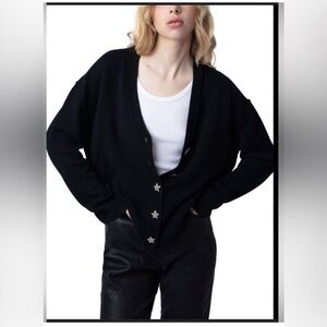 NWOT Zadig& Voltaire star button cashmere cardigan